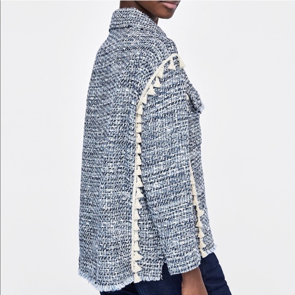 Zara tweed jacket with tassels sz M - Picture 4 of 15